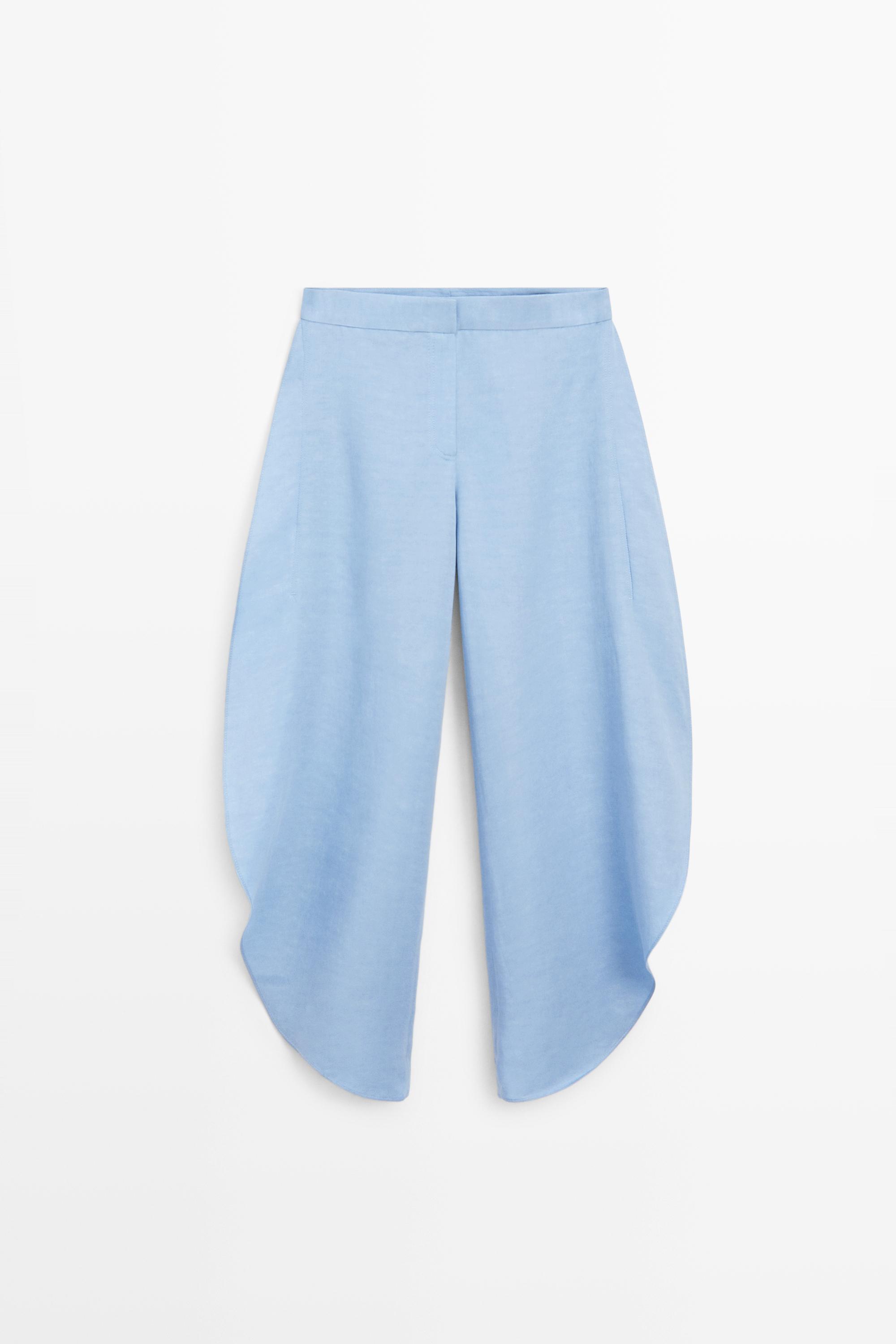Voluminous flowing linen blend pants